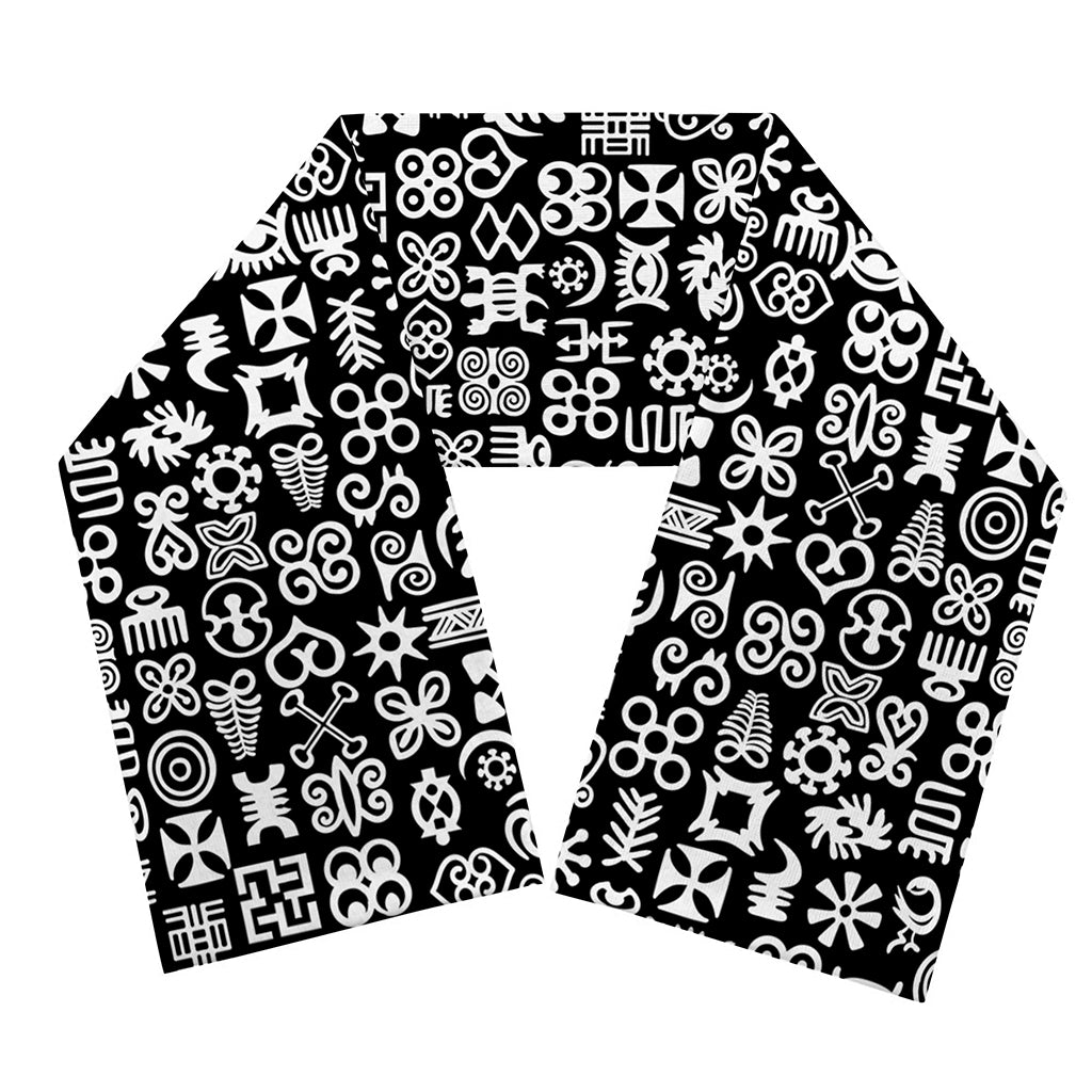 White And Black Adinkra Symbols Print Scarf