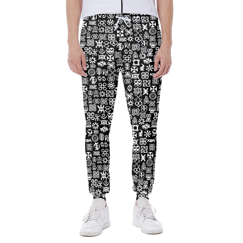 White And Black Adinkra Symbols Print Scuba Joggers