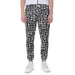 White And Black Adinkra Symbols Print Scuba Joggers