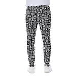 White And Black Adinkra Symbols Print Scuba Joggers