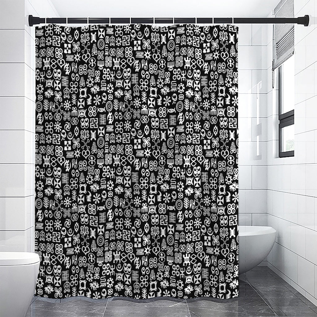 White And Black Adinkra Symbols Print Shower Curtain