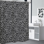 White And Black Adinkra Symbols Print Shower Curtain