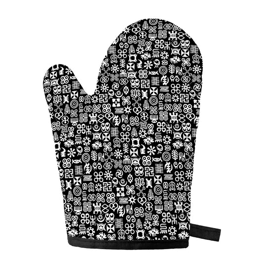 White And Black Adinkra Symbols Print Single Oven Mitt