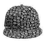 White And Black Adinkra Symbols Print Snapback Cap