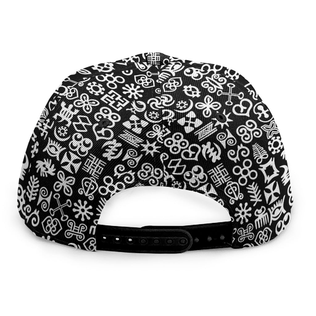 White And Black Adinkra Symbols Print Snapback Cap
