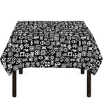 White And Black Adinkra Symbols Print Tablecloth