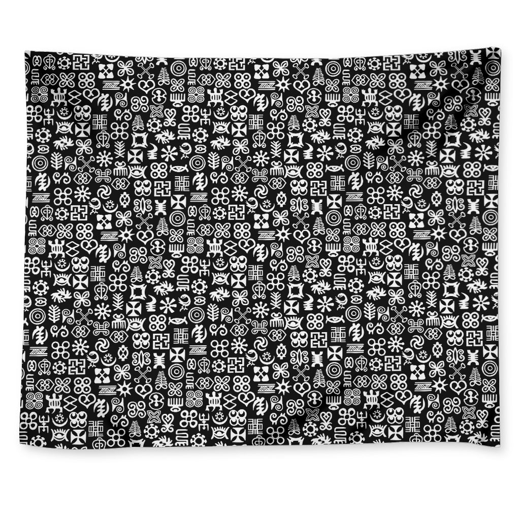 White And Black Adinkra Symbols Print Tapestry