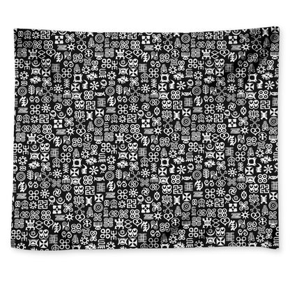 White And Black Adinkra Symbols Print Tapestry