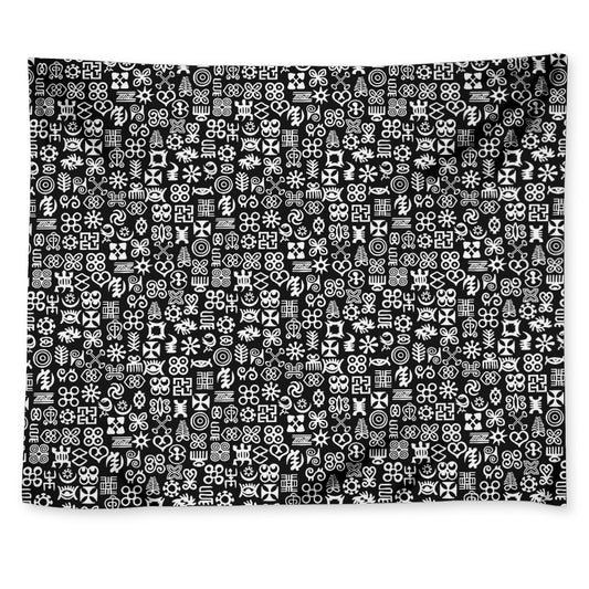 White And Black Adinkra Symbols Print Tapestry