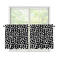 White And Black Adinkra Symbols Print Tier Curtains