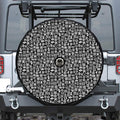 White And Black Adinkra Symbols Print Tire Cover With Camera Hole