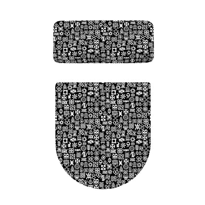 White And Black Adinkra Symbols Print Toilet Lid And Tank Cover Set