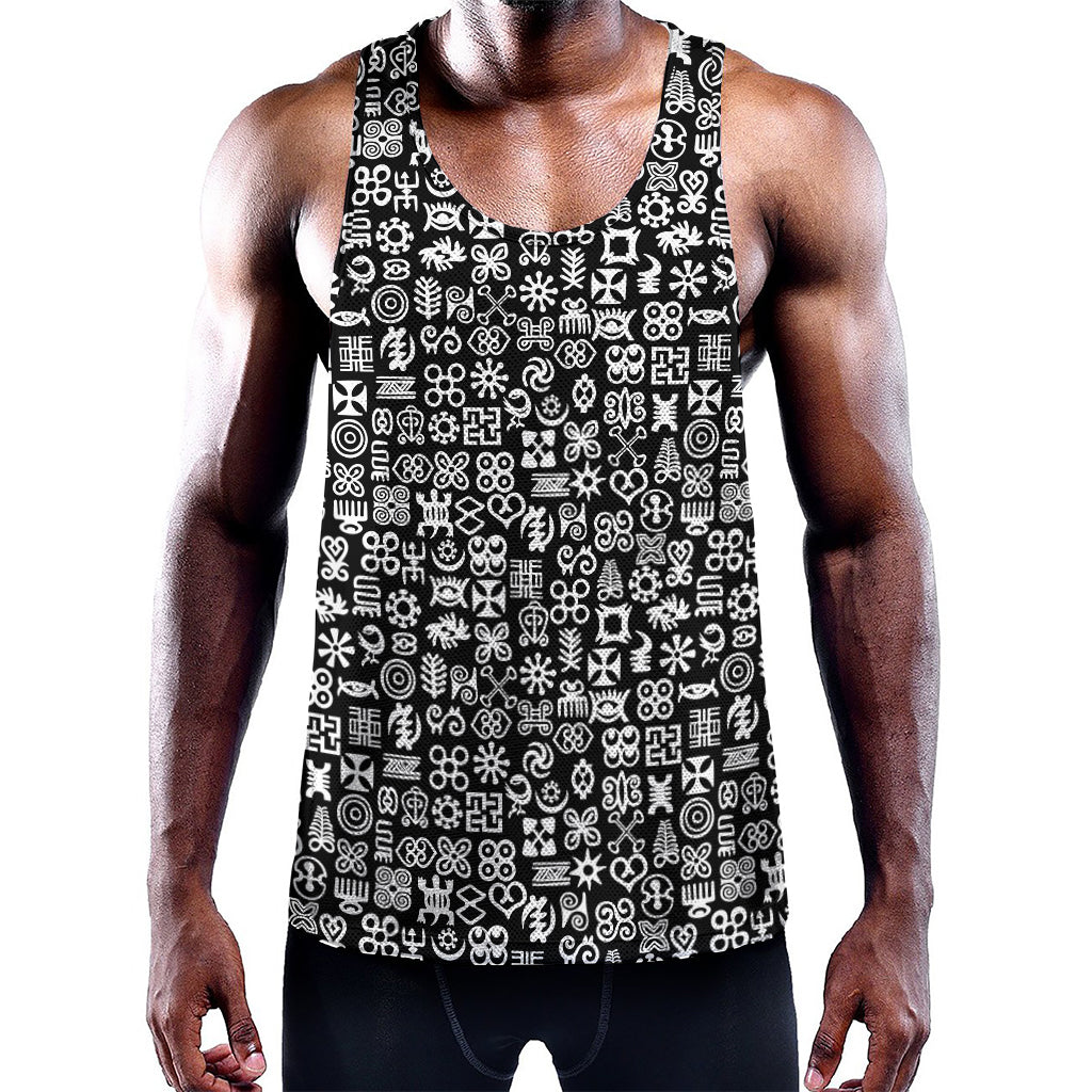White And Black Adinkra Symbols Print Training Tank Top