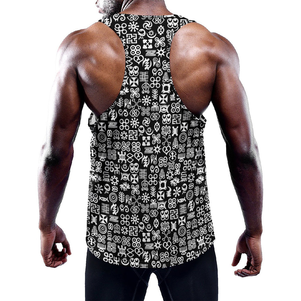 White And Black Adinkra Symbols Print Training Tank Top