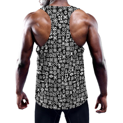 White And Black Adinkra Symbols Print Training Tank Top