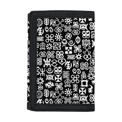 White And Black Adinkra Symbols Print Trifold Wallet