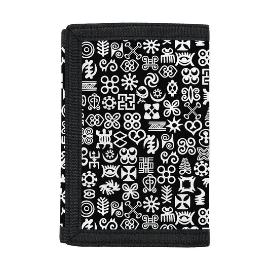 White And Black Adinkra Symbols Print Trifold Wallet