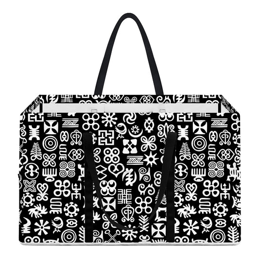 White And Black Adinkra Symbols Print Utility Tote Bag