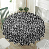 White And Black Adinkra Symbols Print Waterproof Round Tablecloth