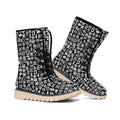 White And Black Adinkra Symbols Print Winter Boots