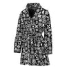 White And Black Adinkra Symbols Print Women's Bathrobe