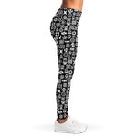 White And Black Adinkra Symbols Print Women's Leggings