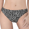 White And Black Adinkra Symbols Print Women's Thong