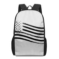 White And Black American Flag Print 17 Inch Backpack