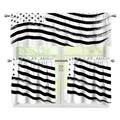 White And Black American Flag Print 3 Piece Kitchen Curtains
