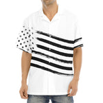 White And Black American Flag Print Aloha Shirt