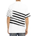 White And Black American Flag Print Aloha Shirt