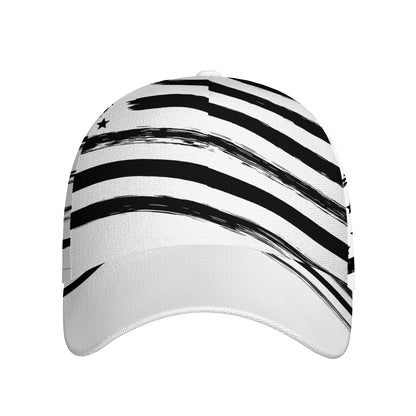 White And Black American Flag Print Baseball Cap