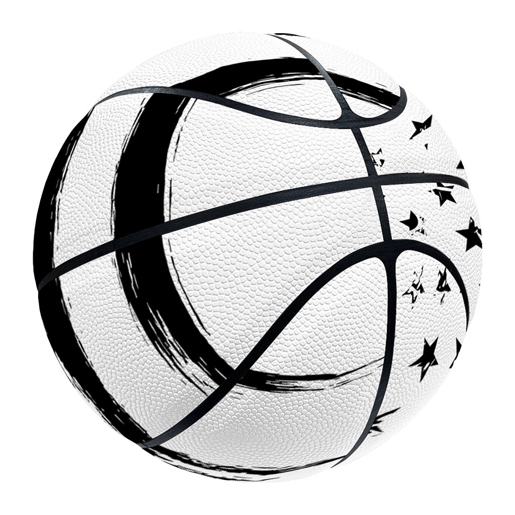 White And Black American Flag Print Basketball