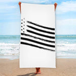 White And Black American Flag Print Beach Towel