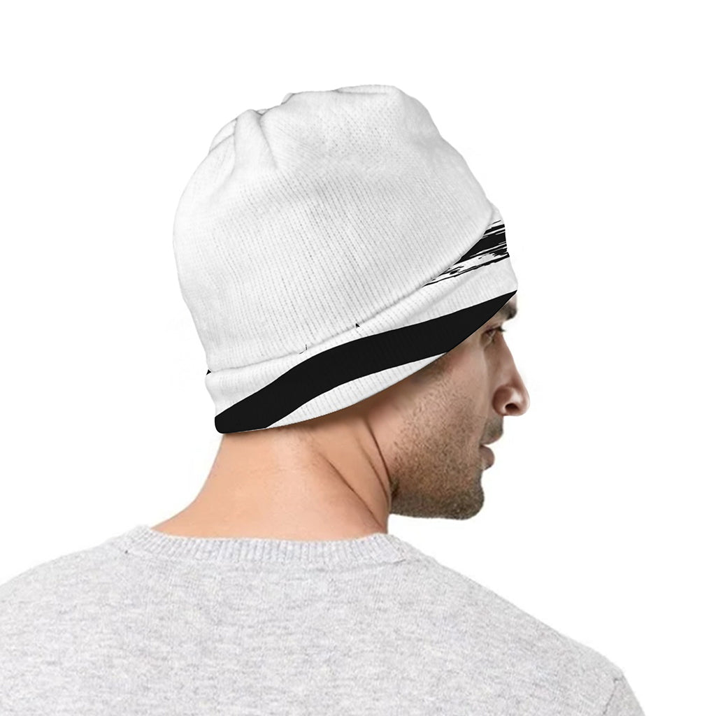 White And Black American Flag Print Beanie
