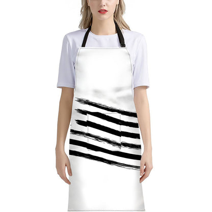 White And Black American Flag Print Bib Apron With Pocket