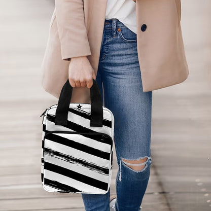 White And Black American Flag Print Bible Tote Bag