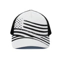 White And Black American Flag Print Black Mesh Trucker Hat