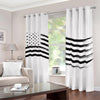 White And Black American Flag Print Blackout Grommet Curtains