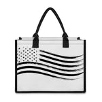 White And Black American Flag Print Canvas Tote Bag