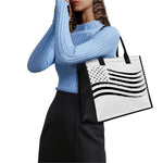 White And Black American Flag Print Canvas Tote Bag