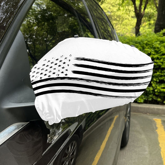 White And Black American Flag Print Car Side Mirror Covers