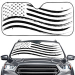 White And Black American Flag Print Car Windshield Sun Shade