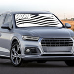 White And Black American Flag Print Car Windshield Sun Shade