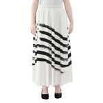 White And Black American Flag Print Chiffon Maxi Skirt