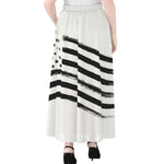 White And Black American Flag Print Chiffon Maxi Skirt