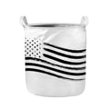 White And Black American Flag Print Collapsible Laundry Basket