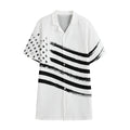 White And Black American Flag Print Cotton Hawaiian Shirt