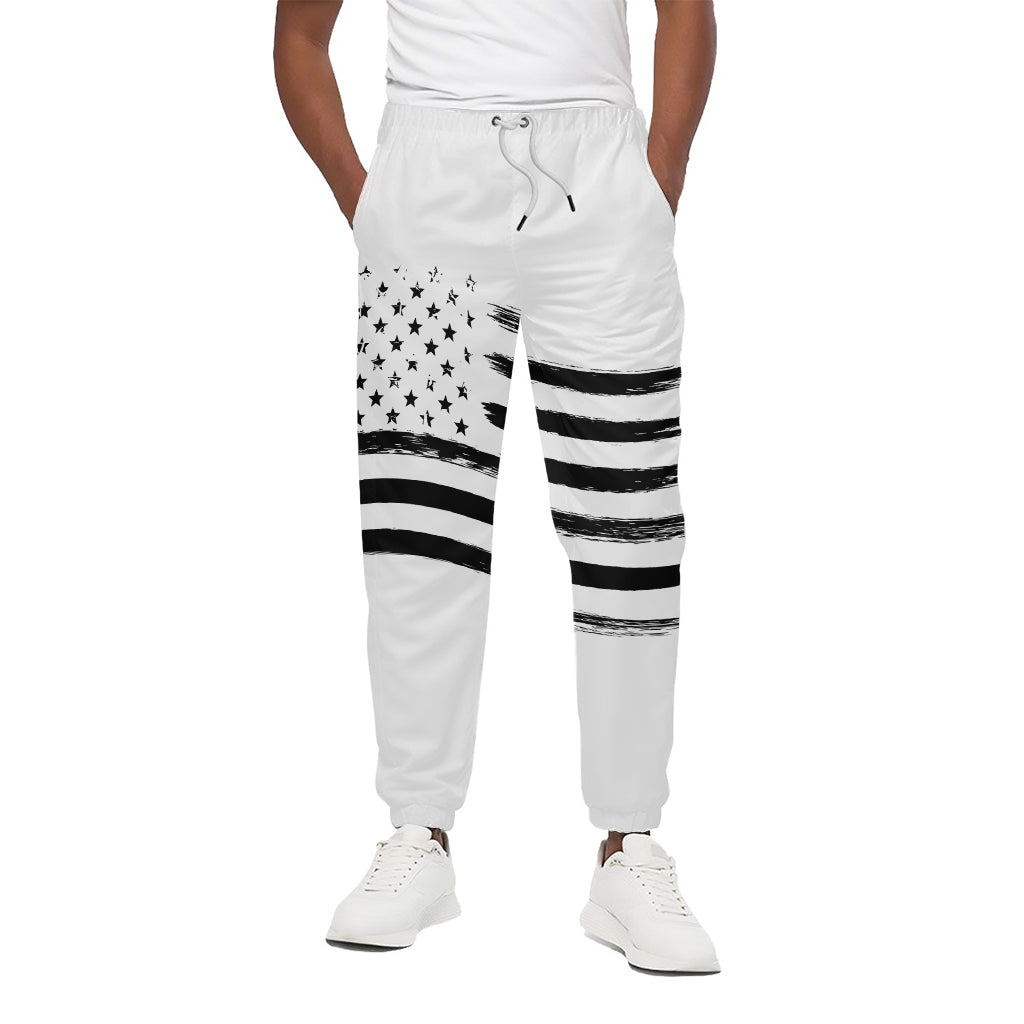 White And Black American Flag Print Cotton Pants