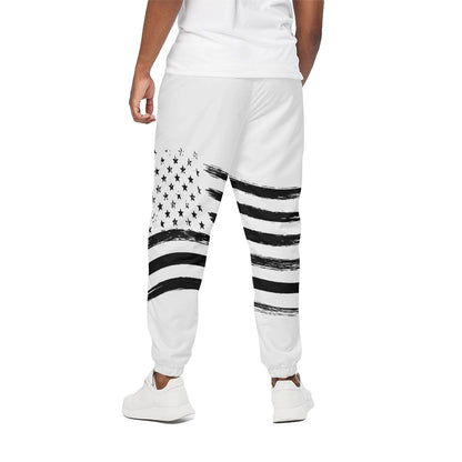 White And Black American Flag Print Cotton Pants